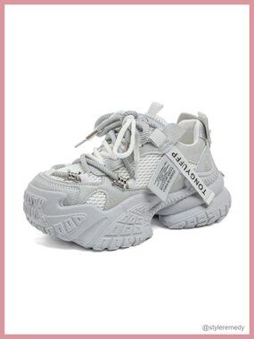 Chunky Platform Sneakers Women Casual Lace Up Fashion Tennis Shoes